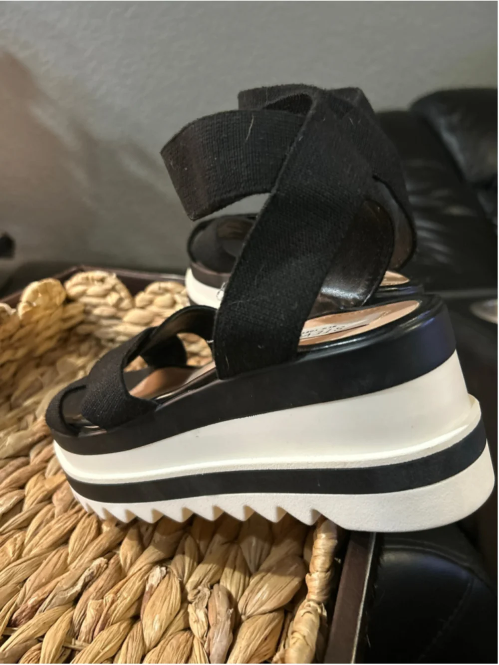 Women's Steven New York Black and White Platform Sandals